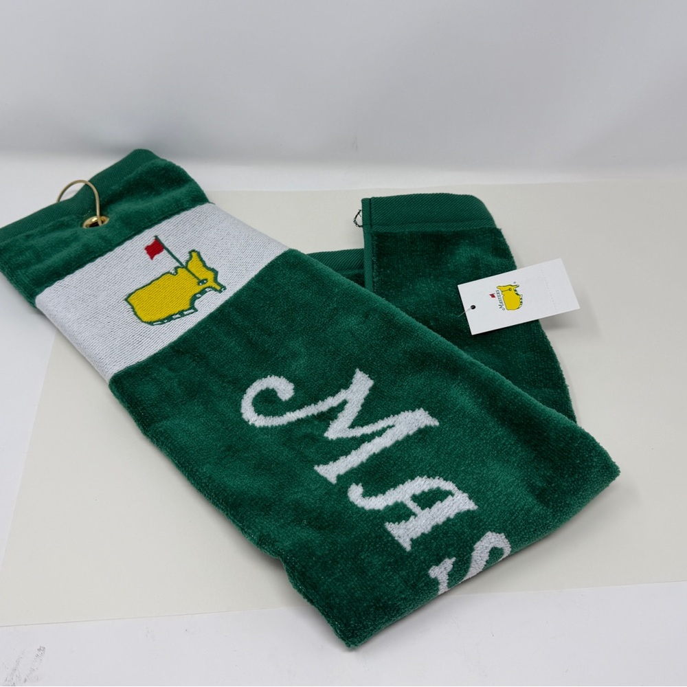 Masters Golf Towel with Yellow Flag Logo - Dark Green